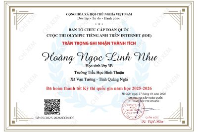 Sau bao tháng ngày rèn luyện và trải qua 4 lần thi IOE trên Internet đến nay đã hoàn thành, chúc mừng các em đã về đích một cách tốt nhất